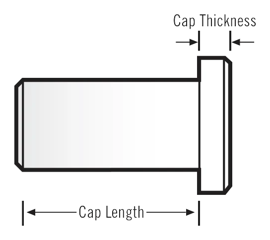 Arbor cap dimension diagram labeling cap length and cap thickness