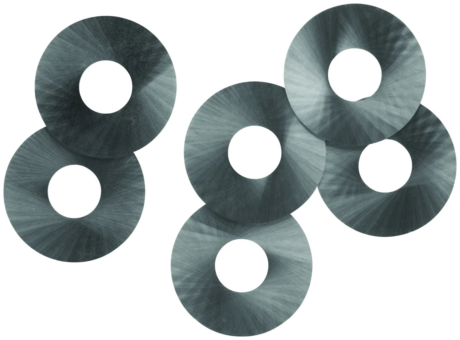 Set of solid carbide saw arbor spacers in assorted thicknesses