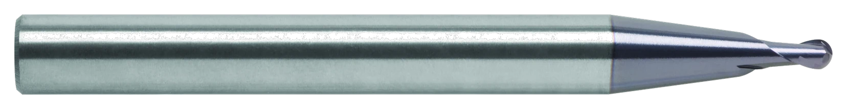 RobbJack DM Series 2-flute ball end die/mold end mill, Style A with tapered blend to a miniature ball tip