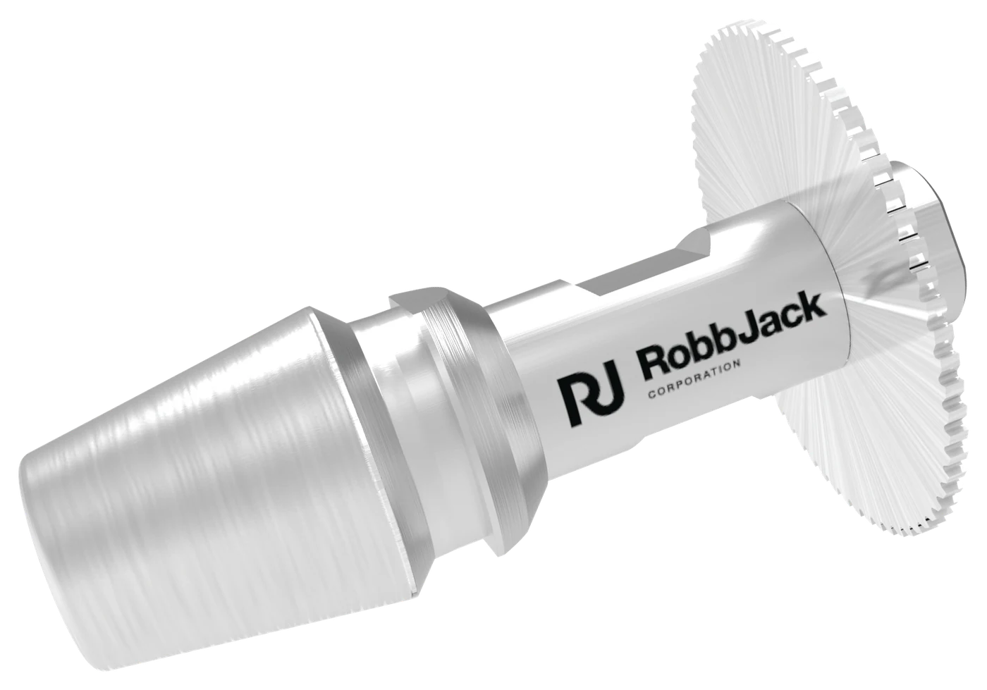 RobbJack SA-ER solid saw arbor with a slitting saw mounted on the precision-ground ER taper