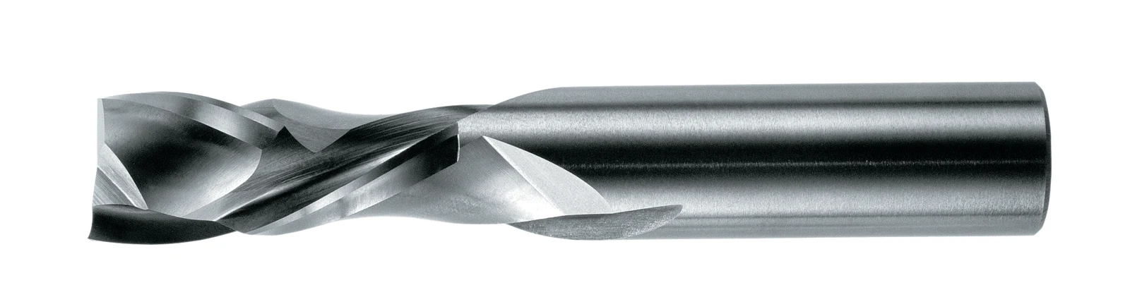RobbJack HB-402 herringbone compression router showing opposed up-shear and down-shear flute sections