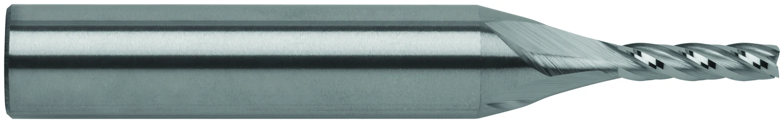 RobbJack T12 Series Tuffy grade carbide end mill with 3/8 inch shank and shank flats
