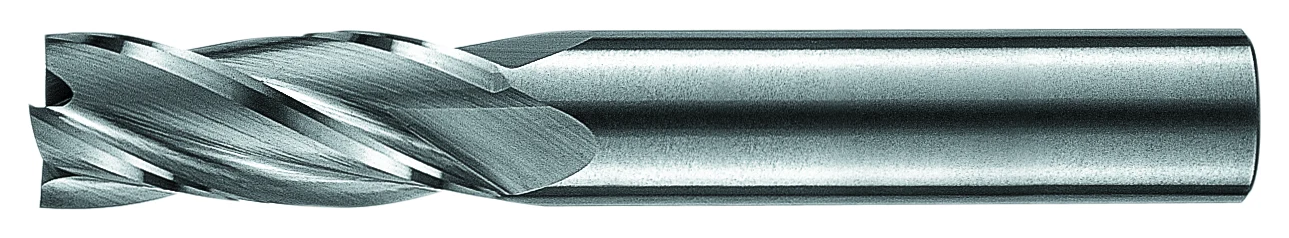 RobbJack TR Series Tuffy grade carbide end mill, standard length with shank flats