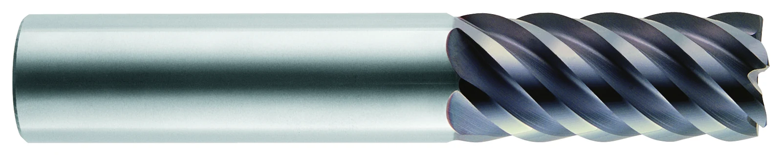 RobbJack XF Series 6-flute 45-degree helix Tuffy grade carbide end mill with AlTiN coating